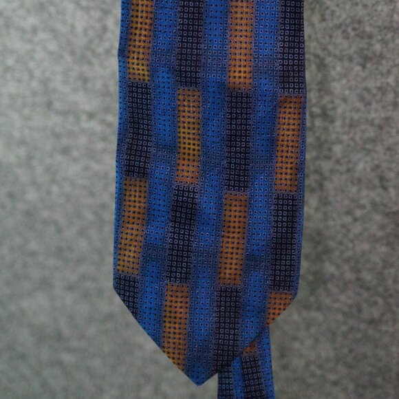Emilio Romano Blue Geometric 100% Silk Tie Handmade in Italy Men's Fashion - Picture 1 of 2